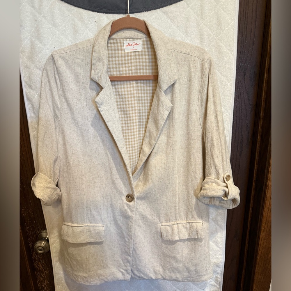 Women's Beige Linen Blazer Jacket